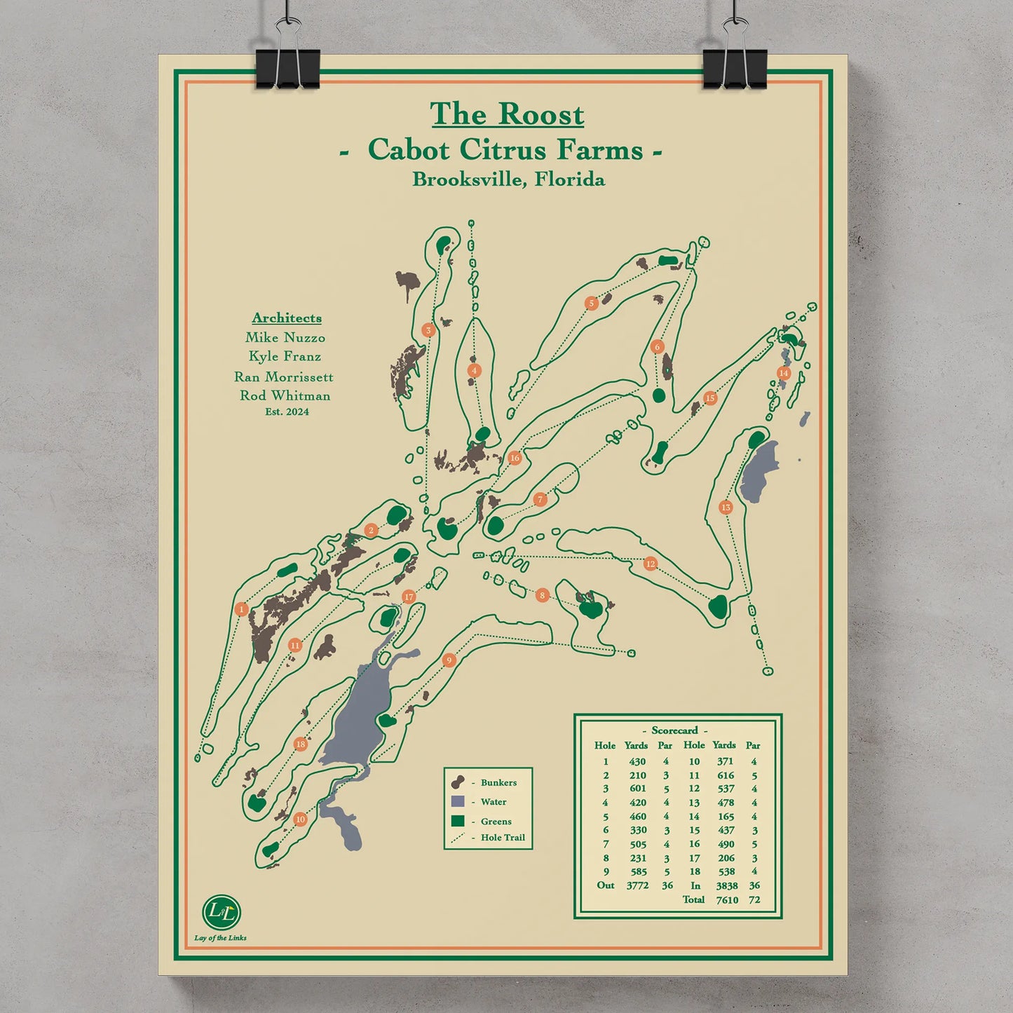 Cabot Citrus Farms - Roost Course Map Blueprint Art
