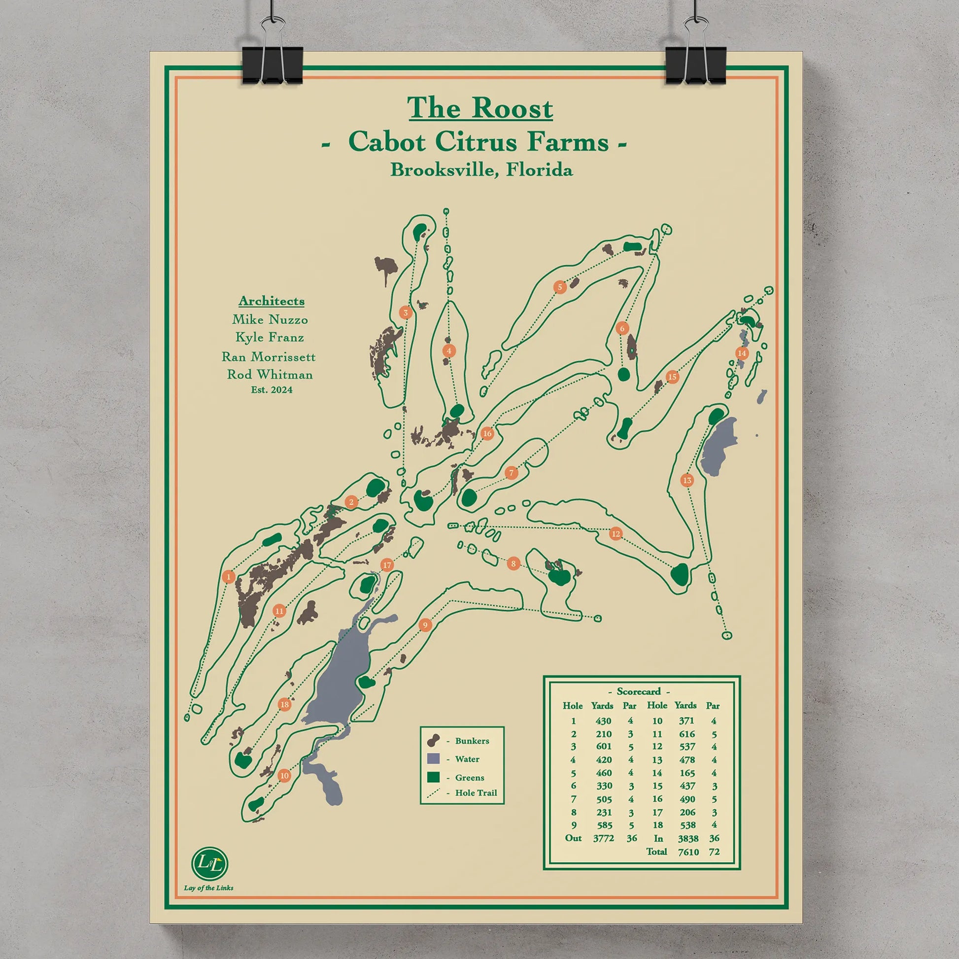 Cabot Citrus Farms - Roost Course Map Blueprint Art