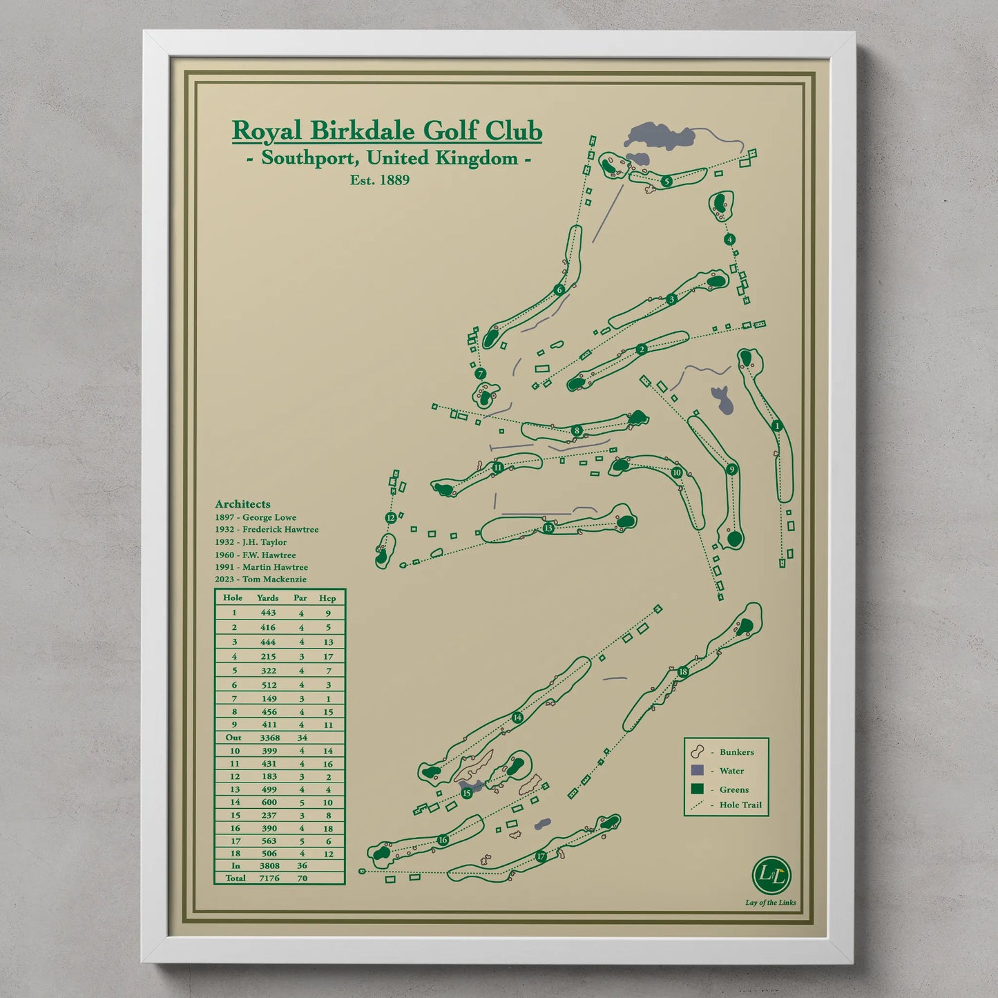 Framed golf print of Royal Birkdale Golf Club 