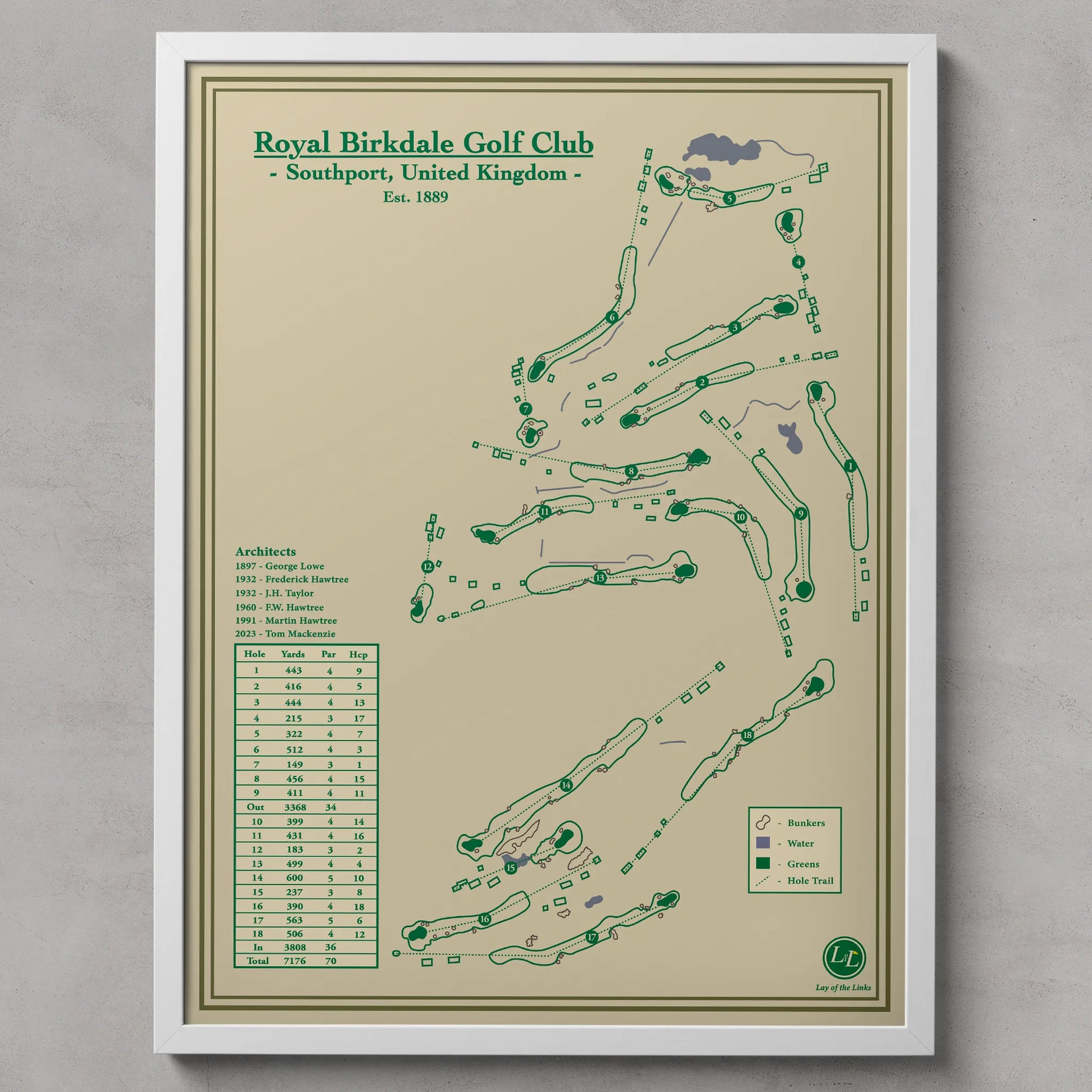 Framed golf print of Royal Birkdale Golf Club 