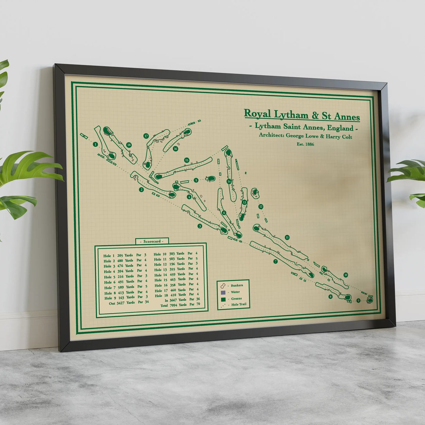 Royal Lytham and St Annes Golf Map Blueprint - Wall Art