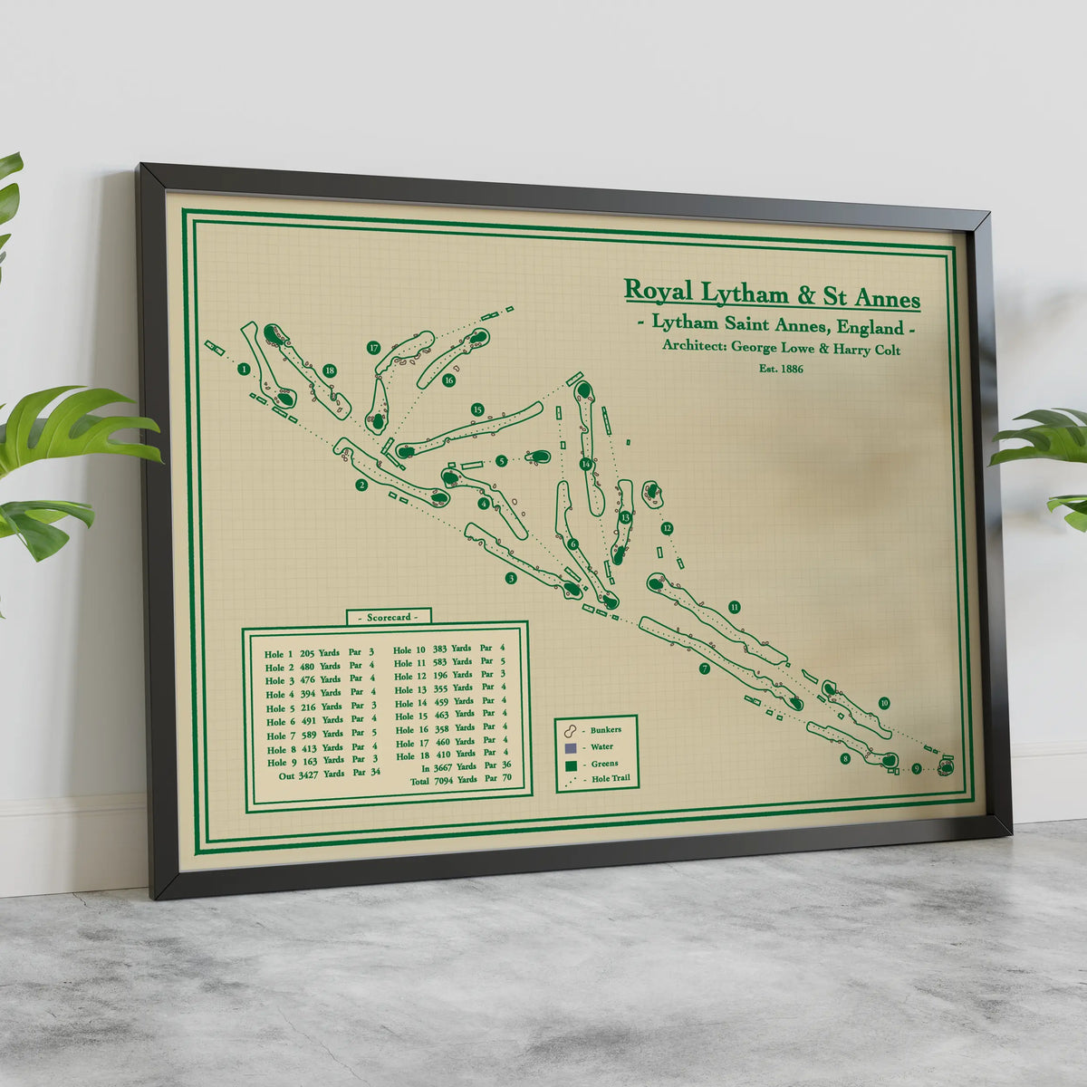 Royal Lytham and St Annes Golf Map Blueprint - Wall Art