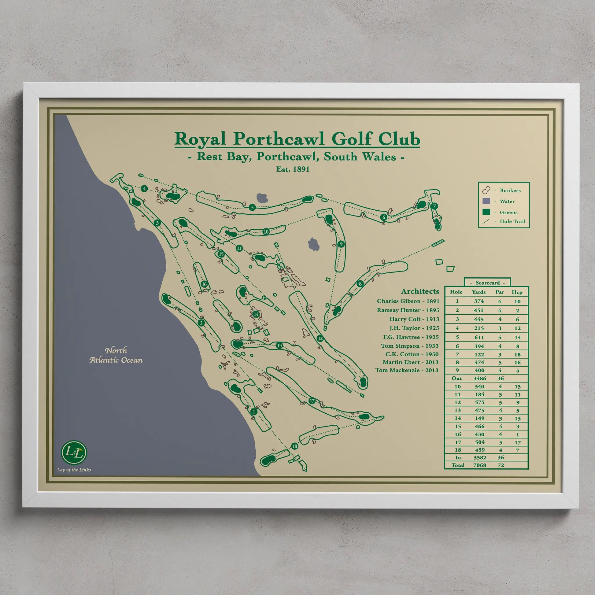 Course Map Blueprint Art of Royal Porthcawl Golf Club
