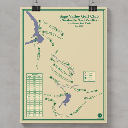 Sage Valley Golf Course map print for sale
