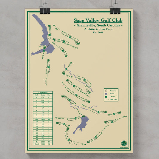 Sage Valley Golf Course map print for sale
