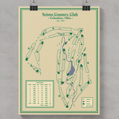 Scioto Country Club Golf Map Blueprint