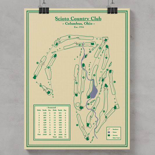 Scioto Country Club Golf Map Blueprint