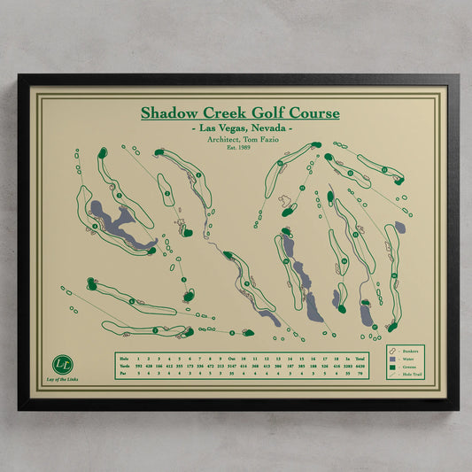 Shadow Creek Golf Course Map Print designed by Lay of the Links