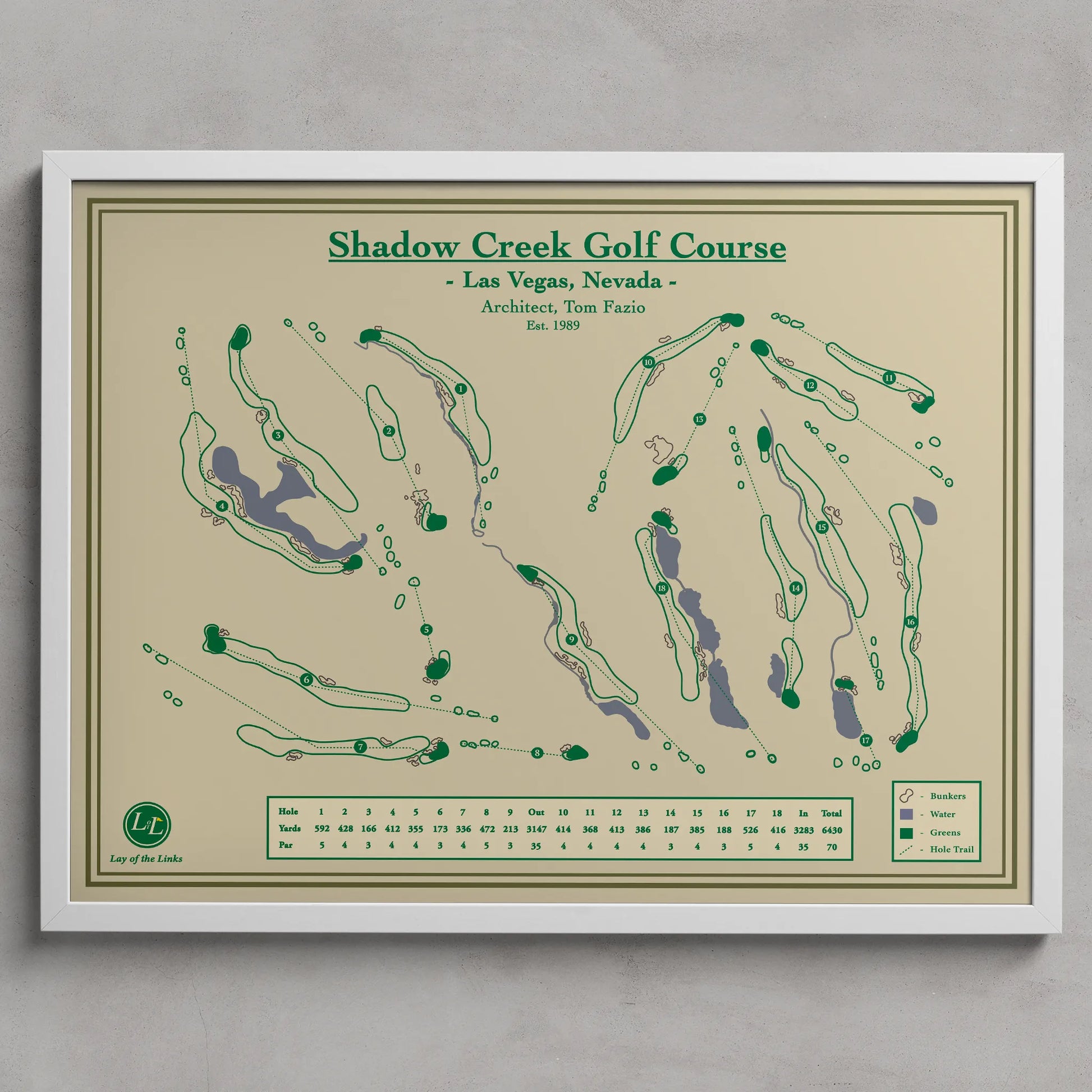 Course Map Print of Shadow Creek Golf Course