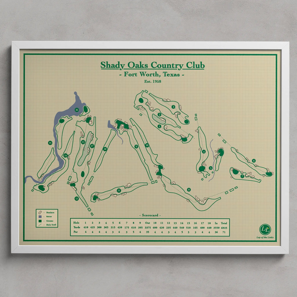 Shady Oaks Country Club in Fort Worth, Texas - Golf Map Blueprint