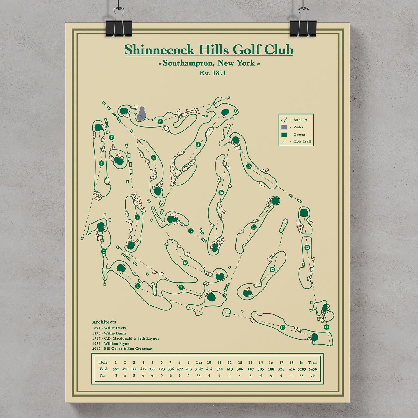 Golf course map of Shinnecock Hills Golf Club