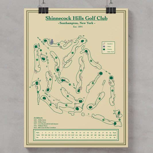 Golf course map of Shinnecock Hills Golf Club