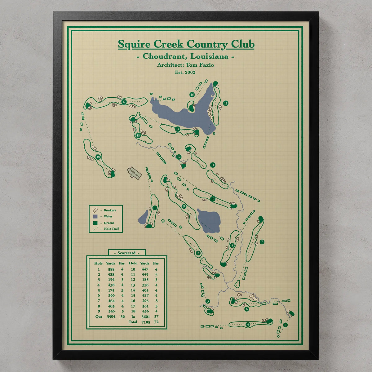Squire Creek Golf Course Map Print - Louisiana