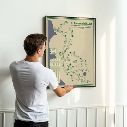 framed map of St. Enodoc Golf Club on a white wall.