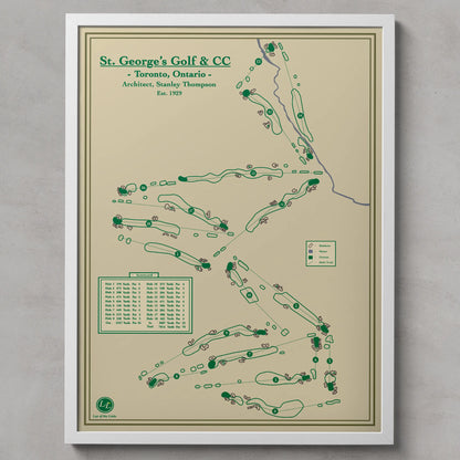 Framed map of St. George's Golf & CC in Toronto, Ontario on a beige background