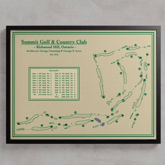 Framed Course map of The Summit Golf & Country Club