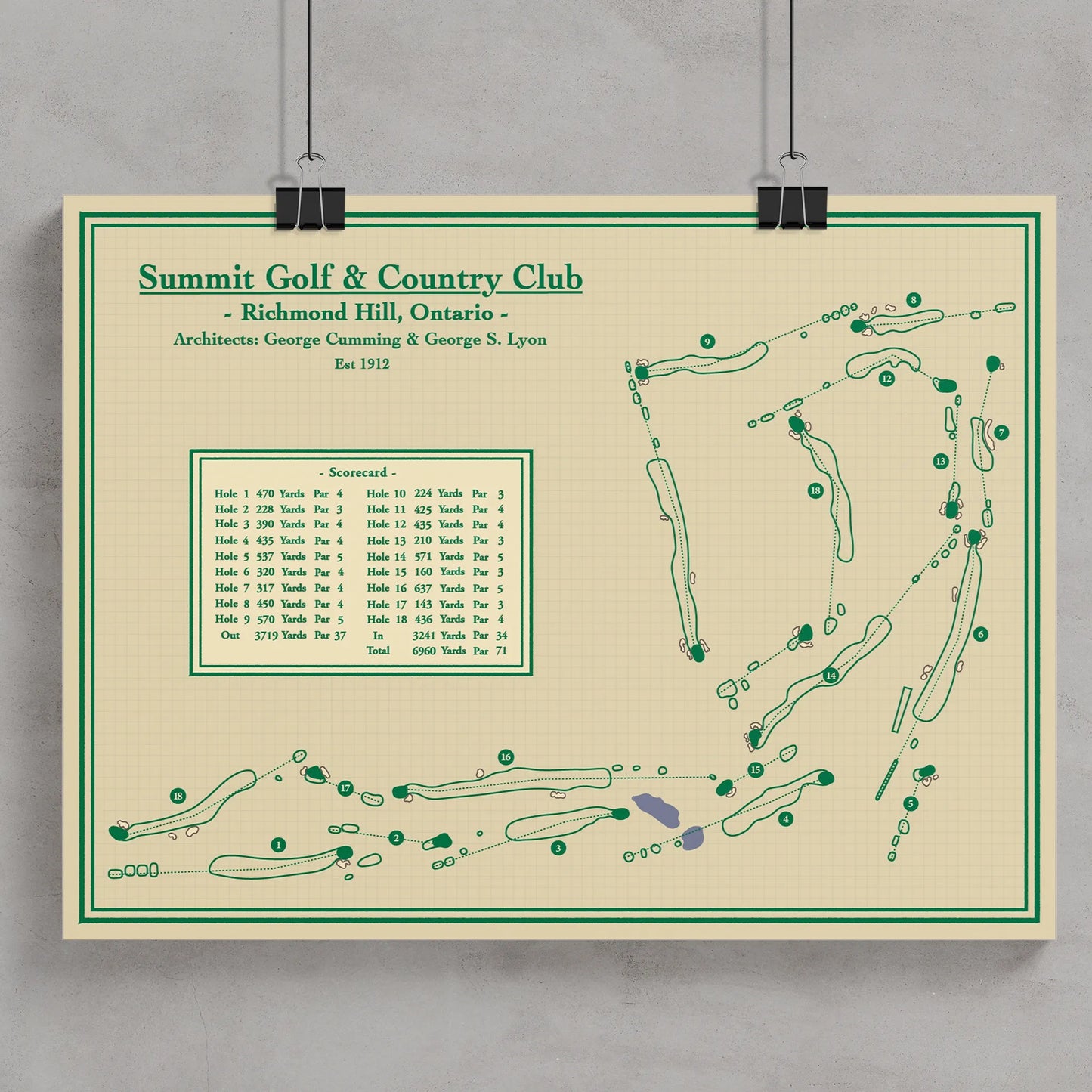 Summit Golf & Country Club Course Map Print - Located in Richmond Hill, Ontario