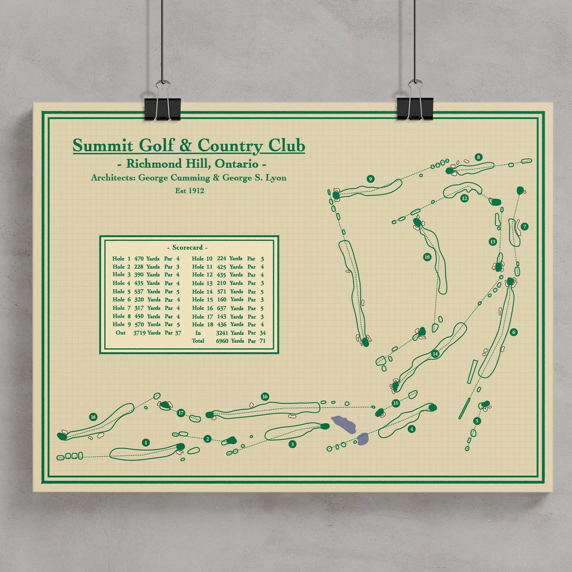 Summit Golf & Country Club Course Map Print - Located in Richmond Hill, Ontario