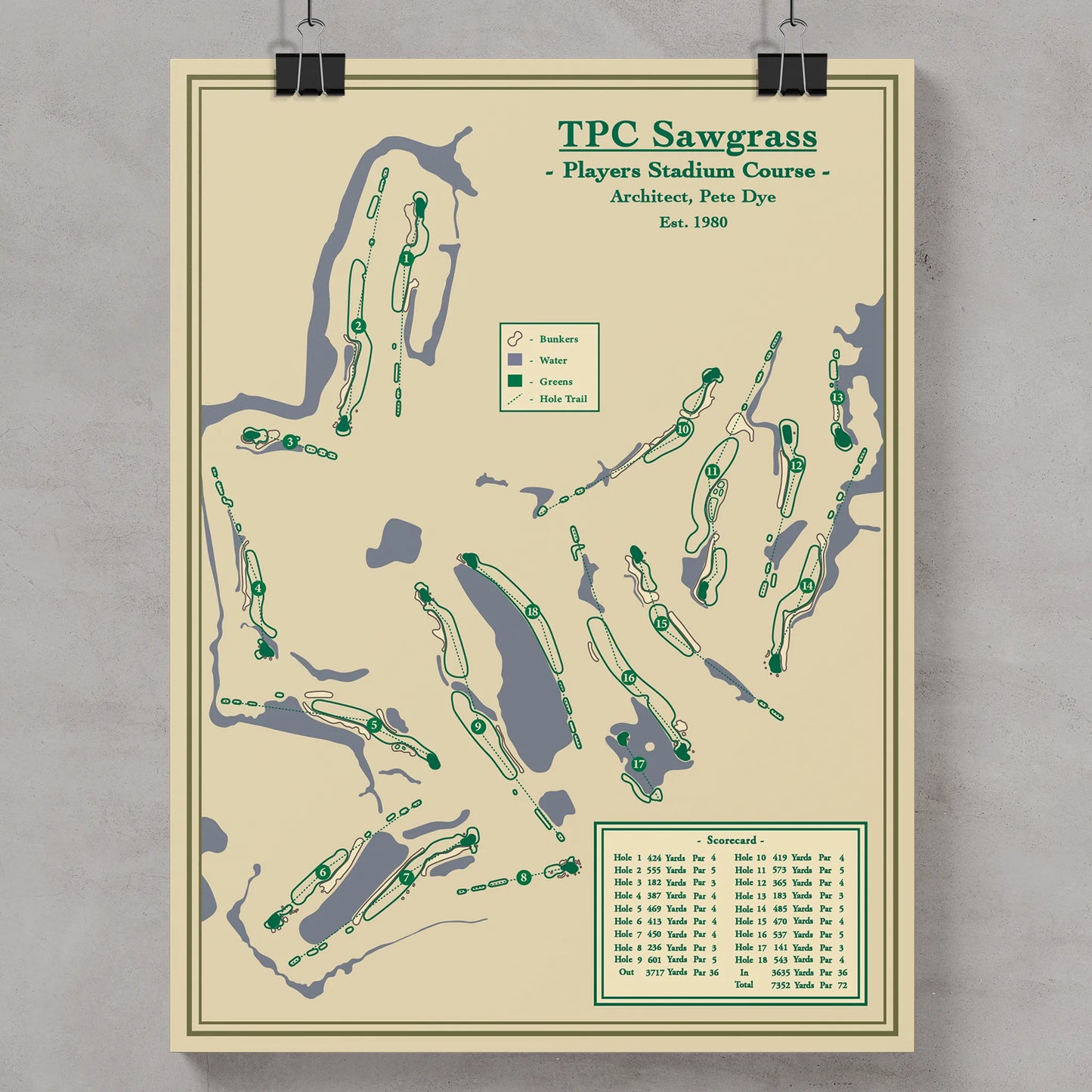 Map of TPC Sawgrass Players Stadium Course