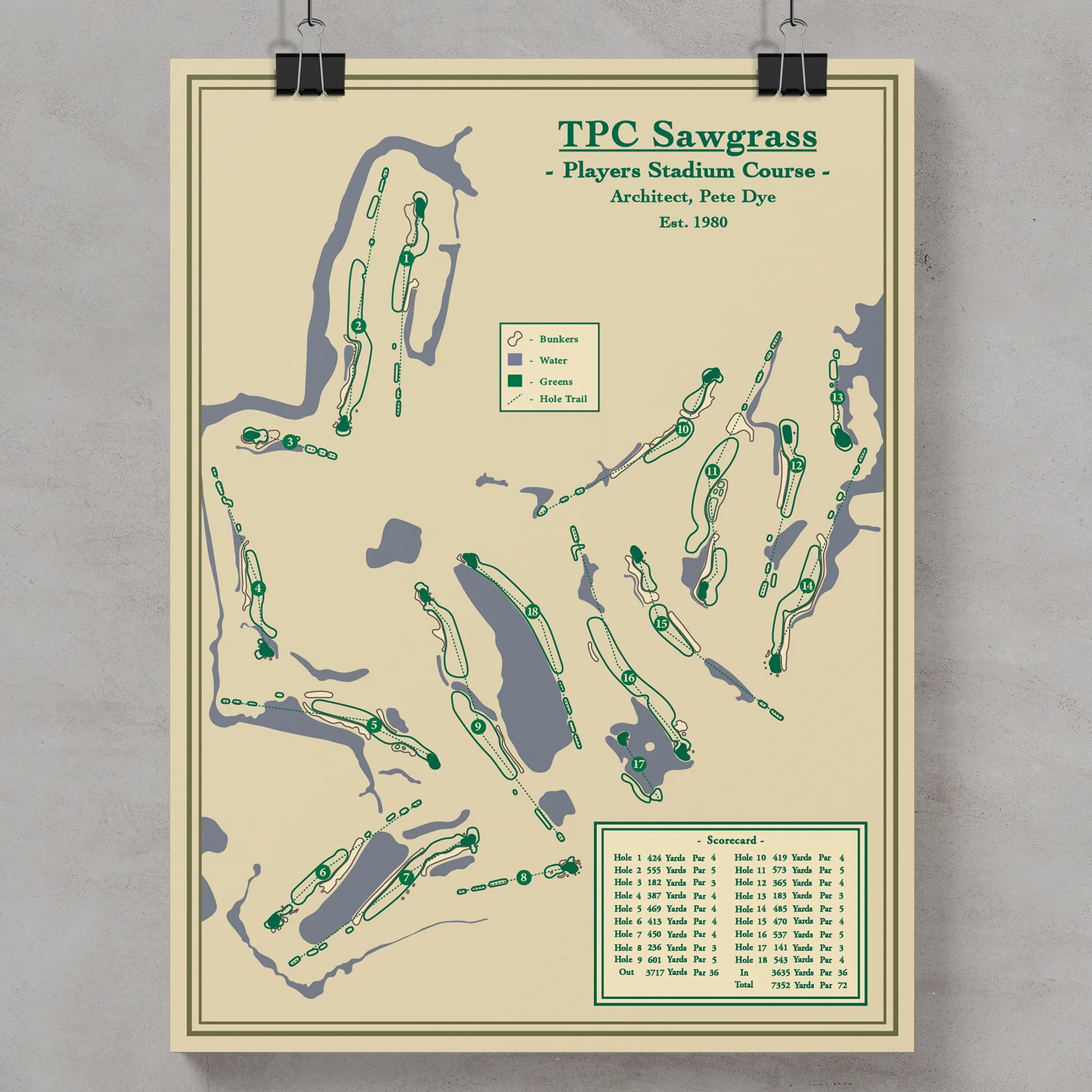 Map of TPC Sawgrass Players Stadium Course