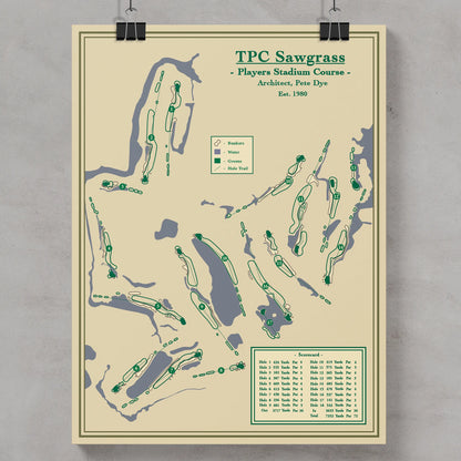 Map of TPC Sawgrass Players Stadium Course