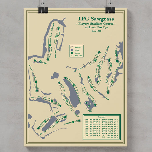 Map of TPC Sawgrass Players Stadium Course