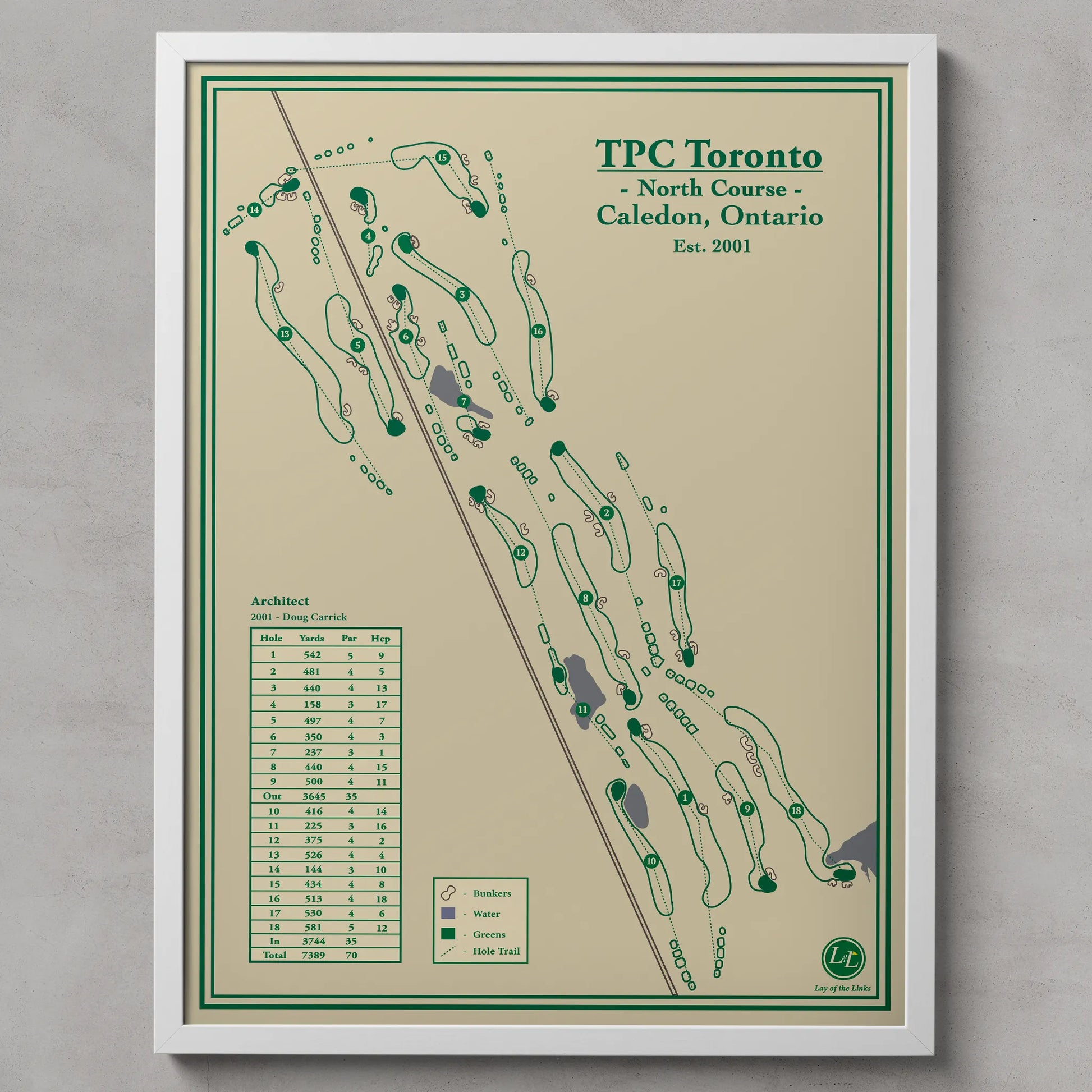 Golf course map of TPC Toronto on a beige background