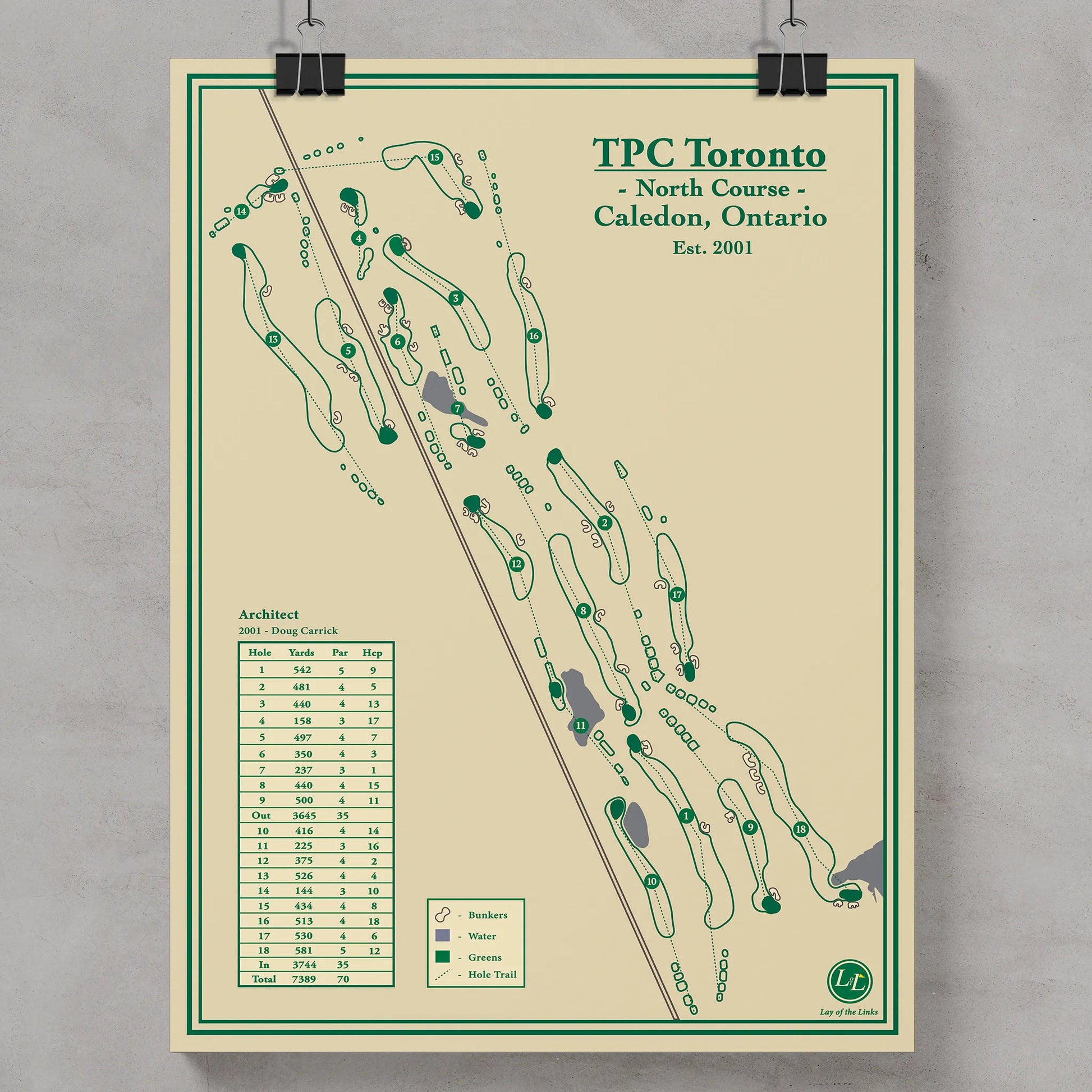 Golf course map print of the North Course at TPC Toronto