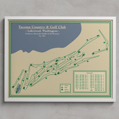 Tacoma Golf Club Course Map Print located in Lakewood, Washington and designed by Lay of the Links