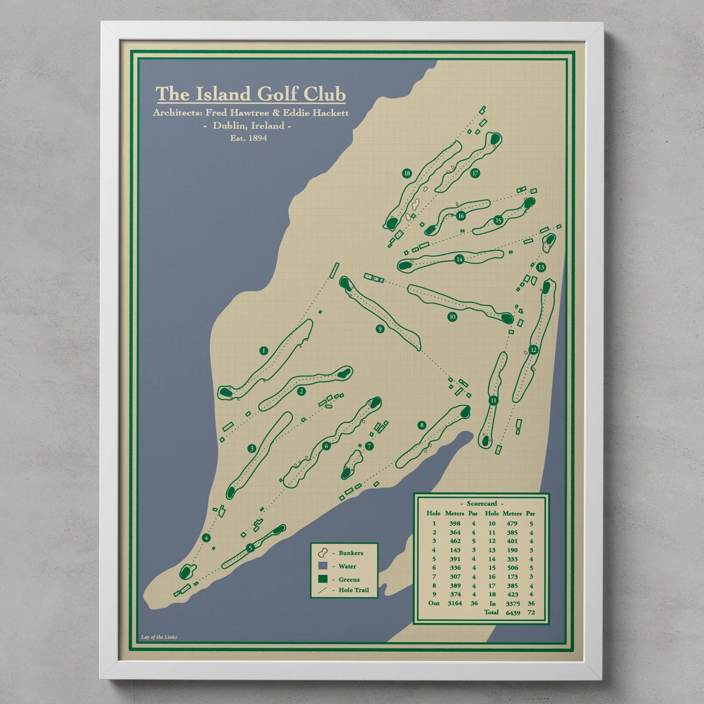 The Island Golf Club Course Map Print in Dublin, Ireland
