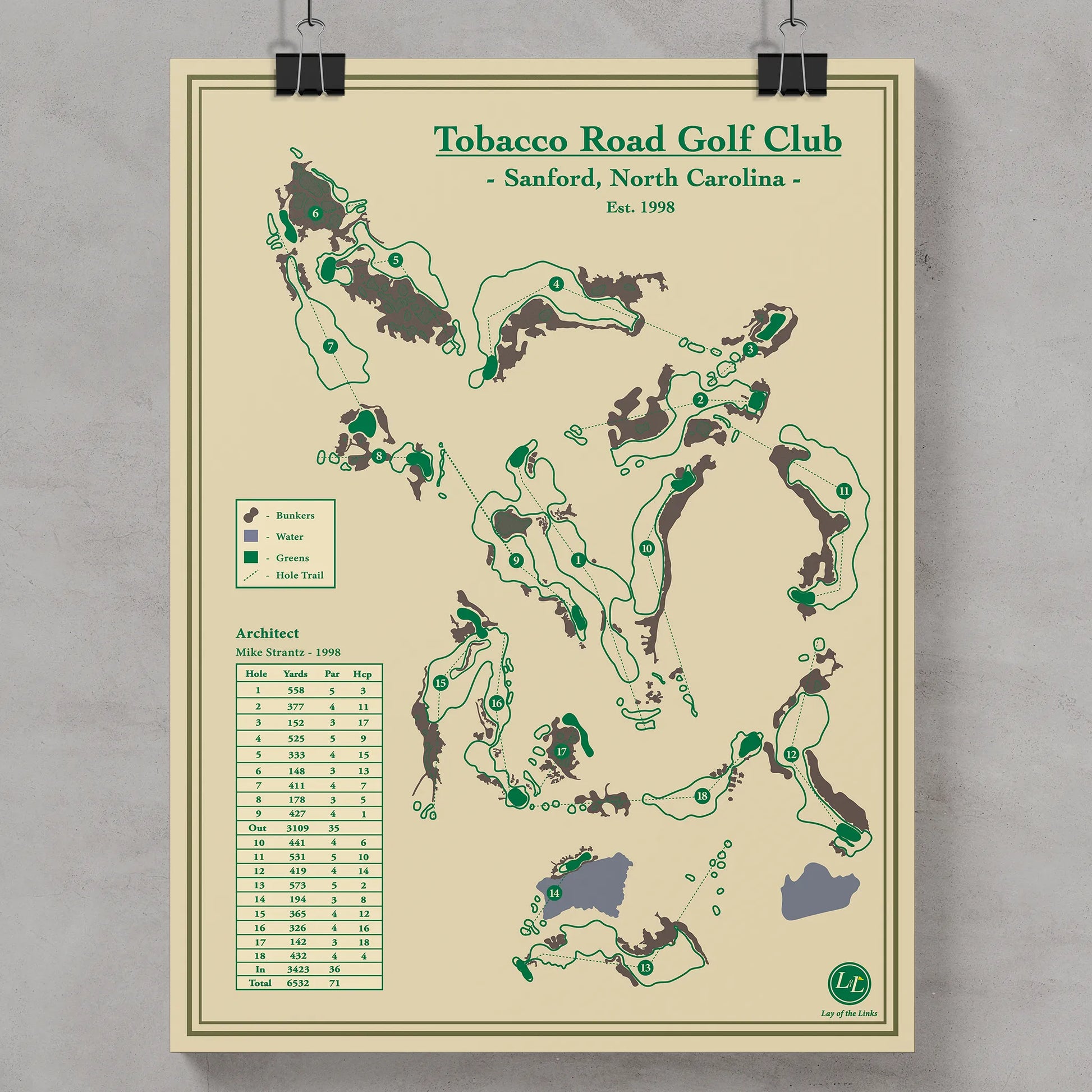 Tobacco Road Golf Course Map Print