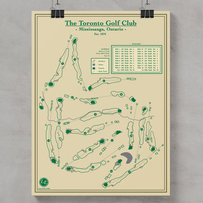 Map of The Toronto Golf Club in Mississauga, Ontario on a beige background