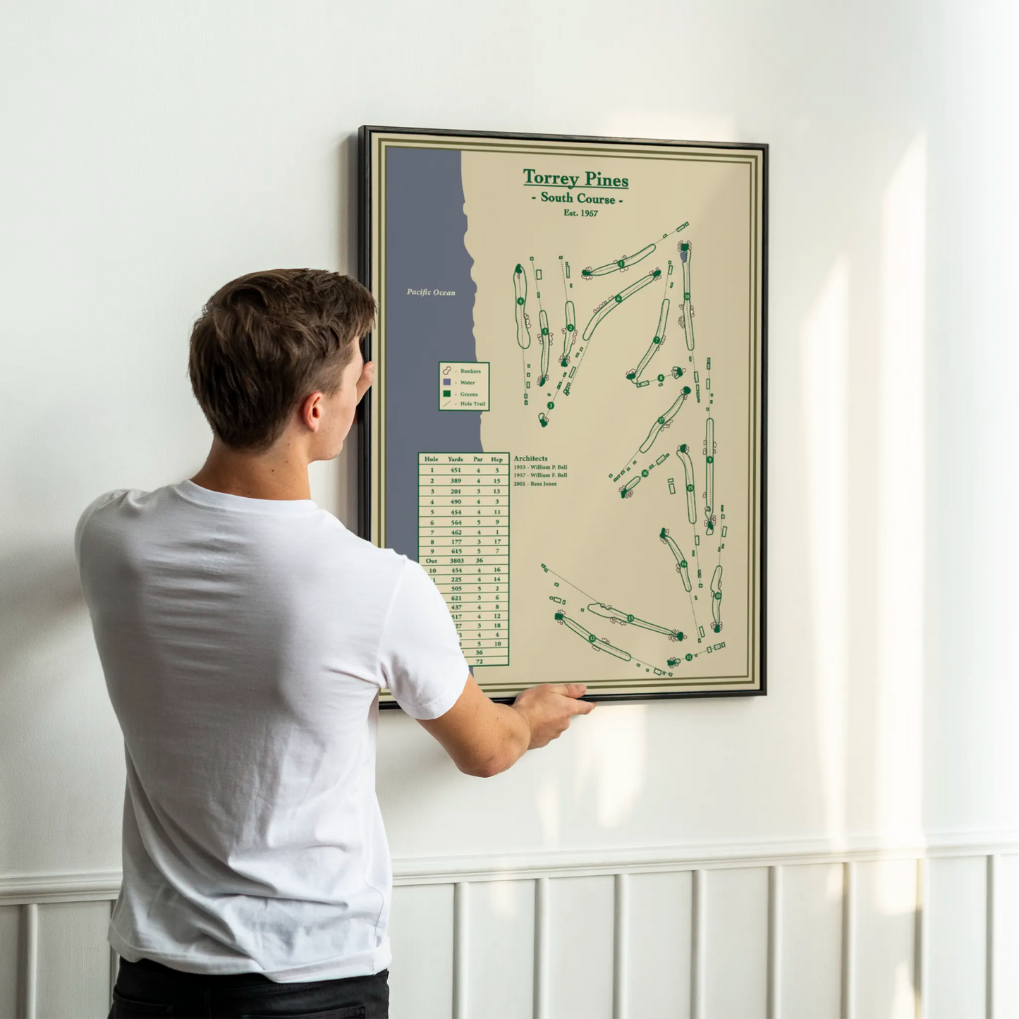Torrey Pines South Course Map Print Designed by Lay of the Links