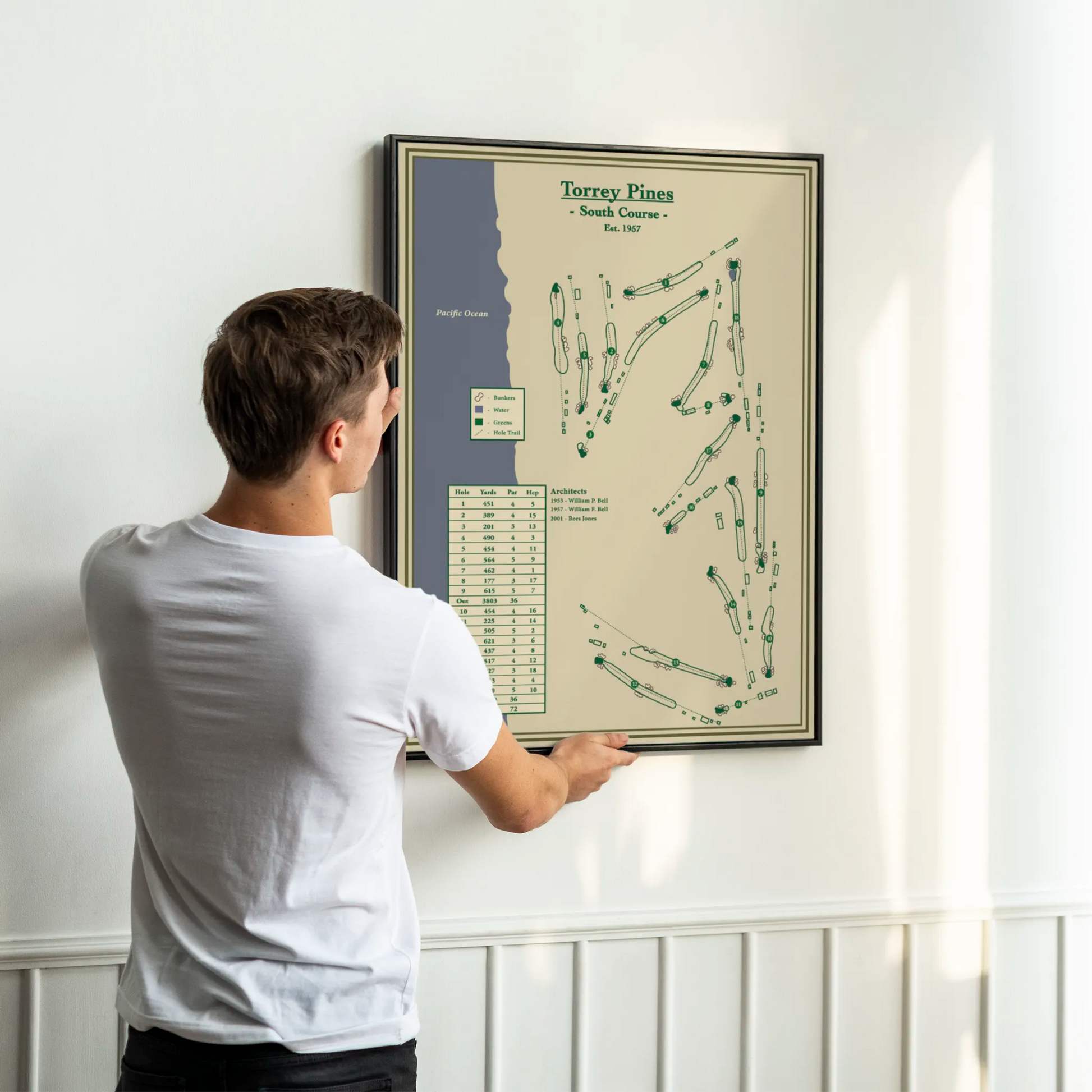 Torrey Pines South Course Map Print Designed by Lay of the Links