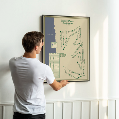 Torrey Pines South Course Map Print Designed by Lay of the Links