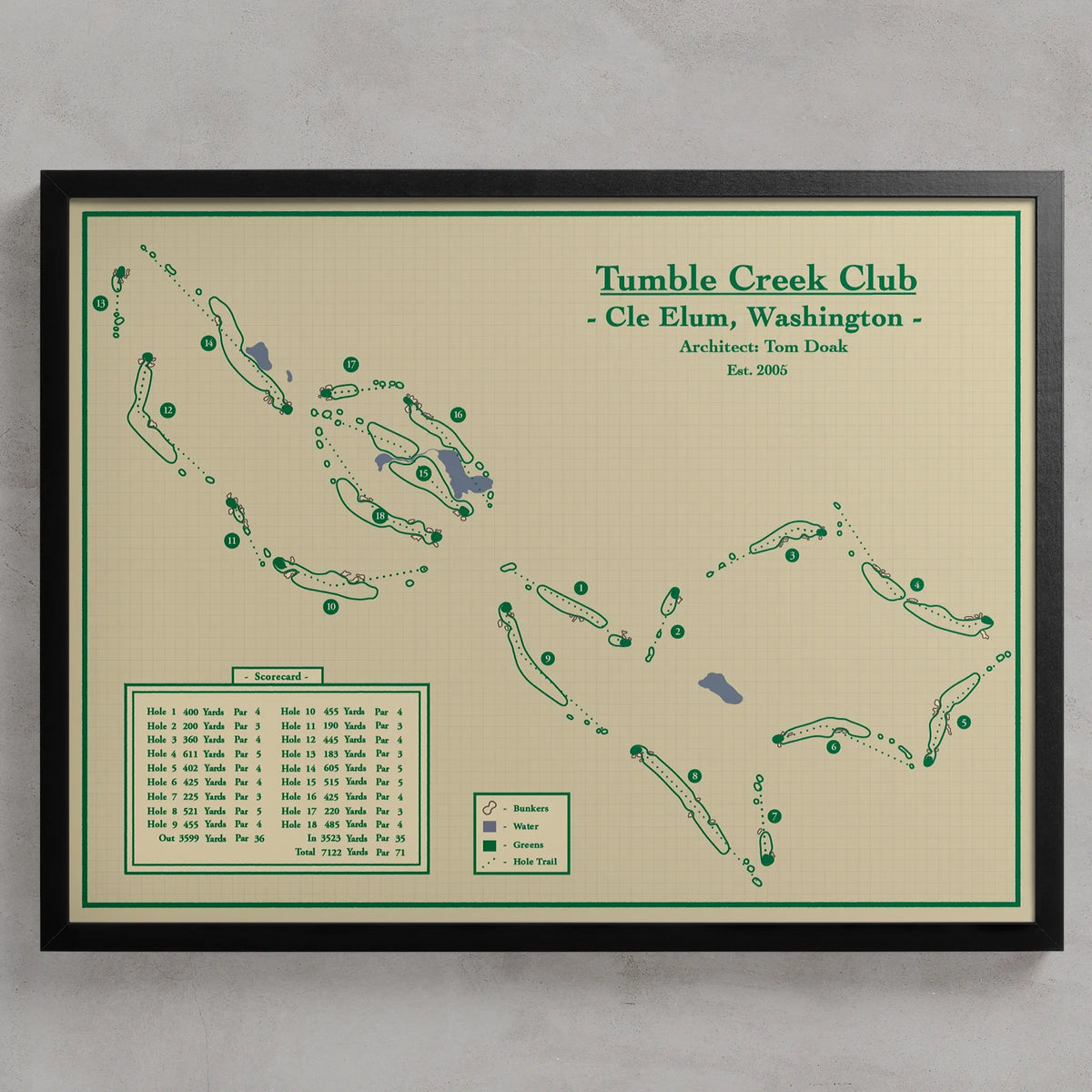 Tumble Creek Club - Golf Map Blueprint Wall Art
