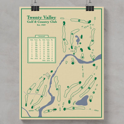 Twenty Valley Golf and Country Club Blueprint Map Wall Art