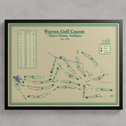 Golf Course Map Prints - Warren Golf Course, Notre Dame