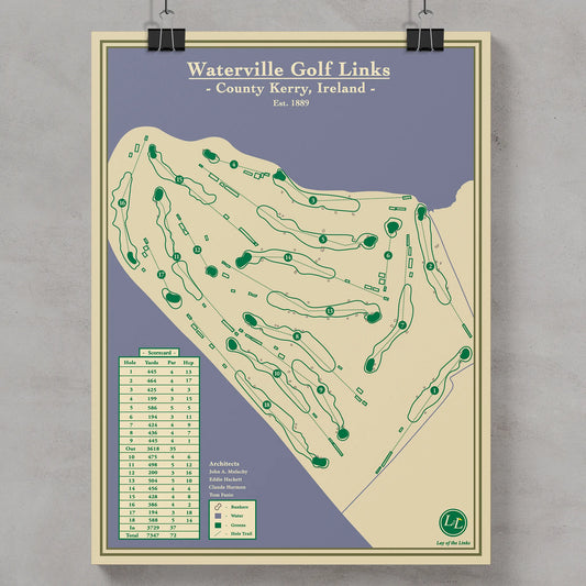 Waterville Golf Links Course Map Print - by Lay of the Links