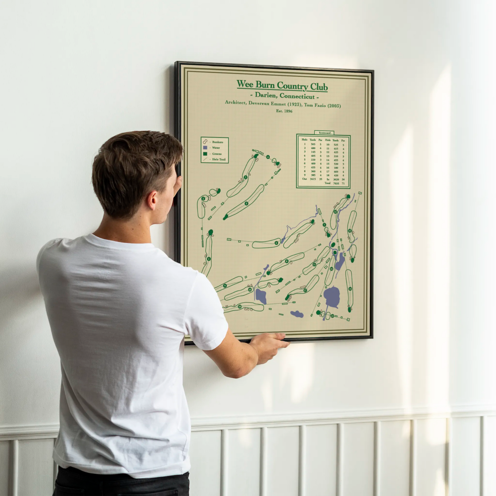 Golf Course Map Prints - Wee Burn Country Club designed by Lay of the Links
