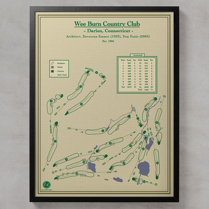 Wee Burn Country Club Course Map Print
