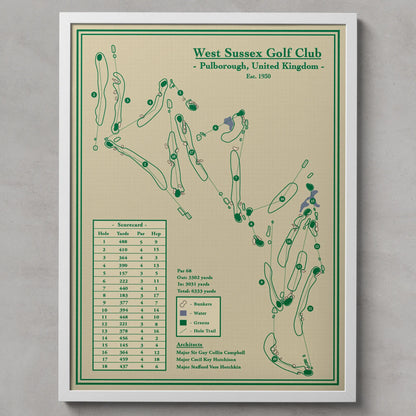 course map print of West Sussex Golf Club, located in Pulborough, United Kingdom