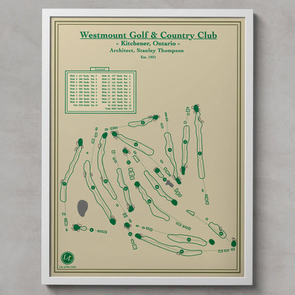 Framed map of Westmount Golf & Country Club on a beige background