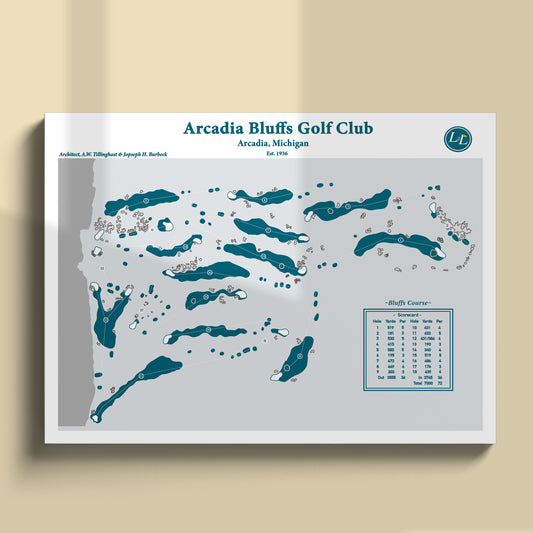Arcadia Bluffs Golf Club Course Map Print - Legacy Series - Unframed