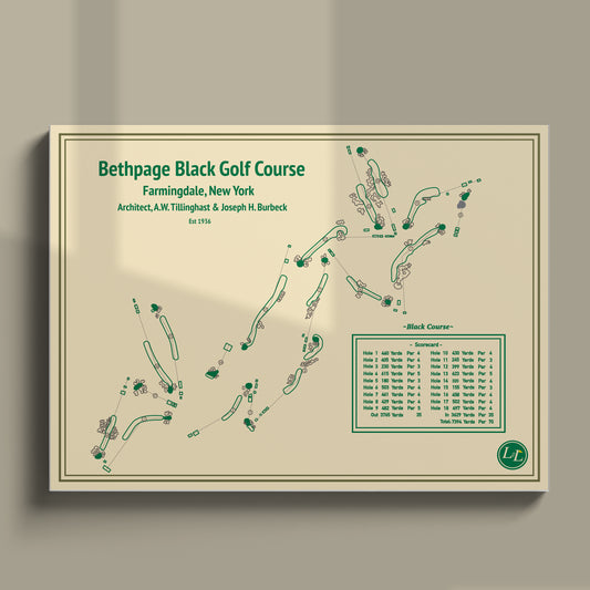 Bethpage Black Golf Course Map Print - Blueprint Series - Unframed