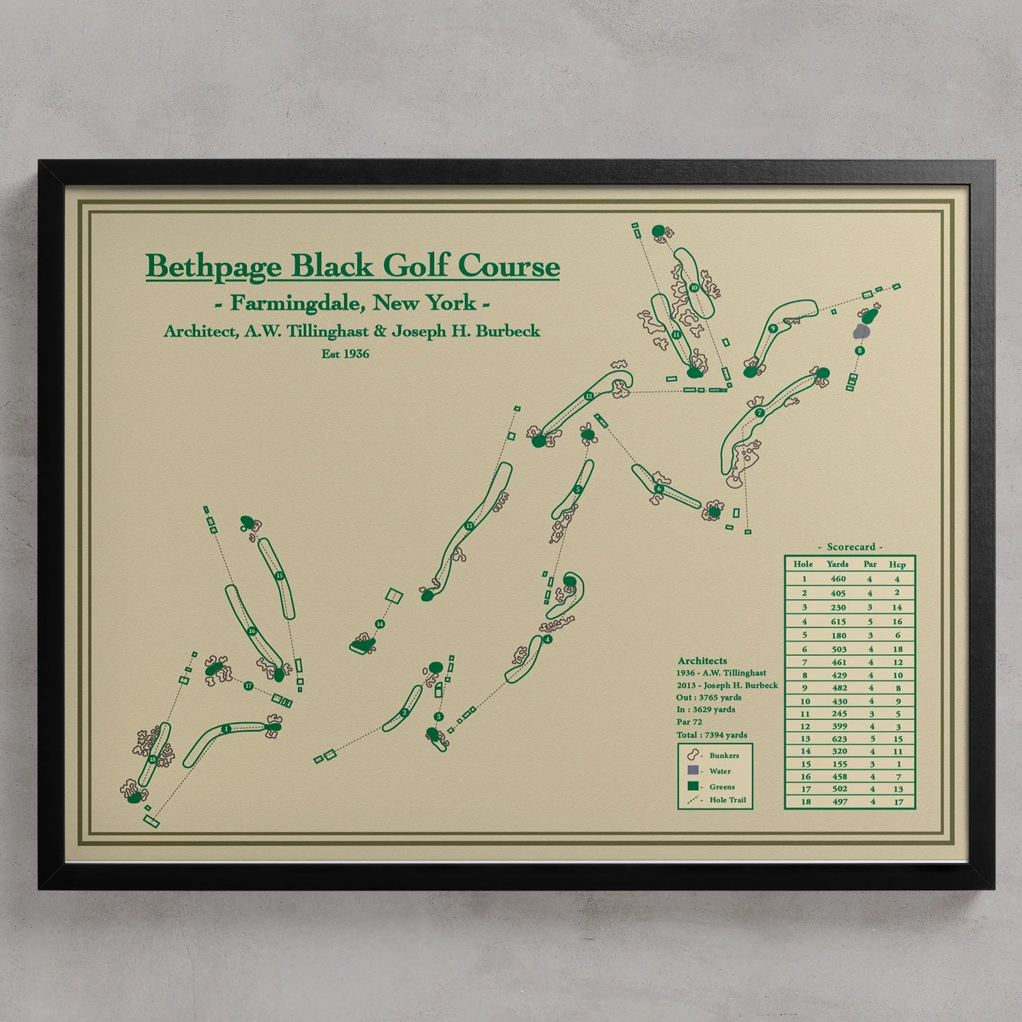 Bethpage Black Golf Course Map Print