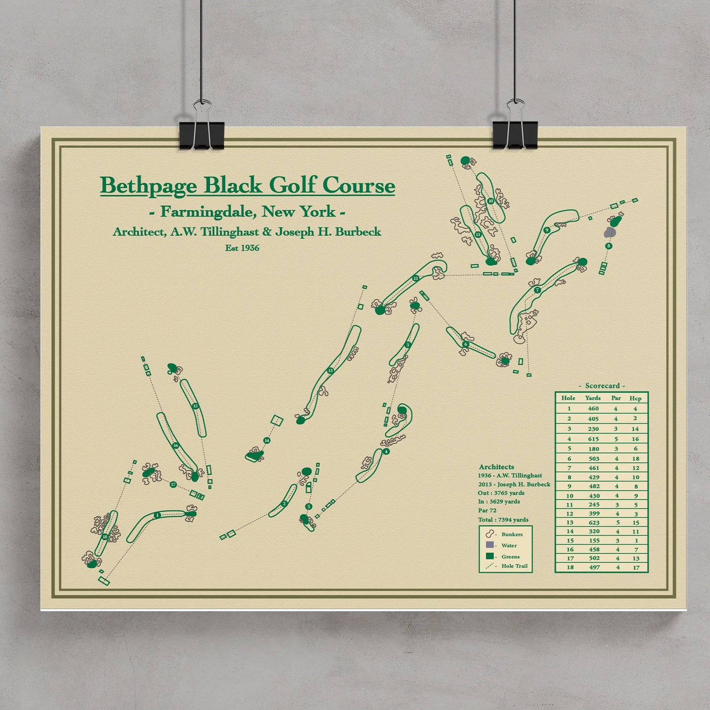 Bethpage Black Course Map Print - New York Golf Art – Lay of the Links