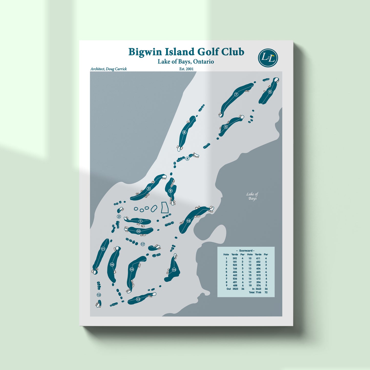 Unframed Course map of Bigwin Island Golf Club - Legacy Series