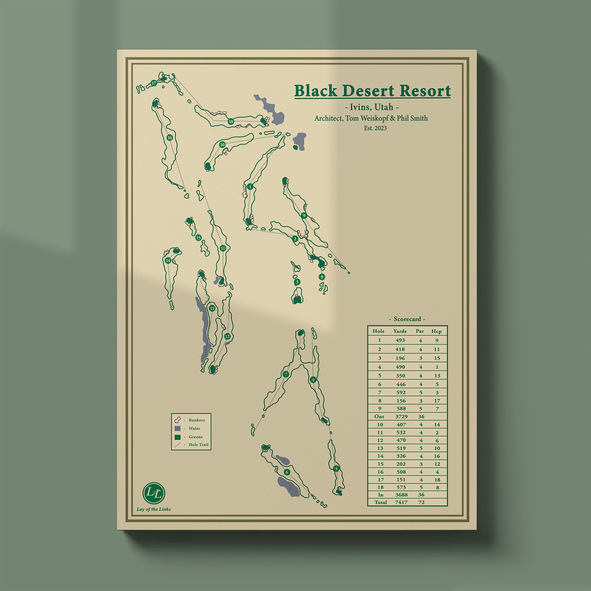 Map Print of Black Desert Golf Resort in Ivins, Utah