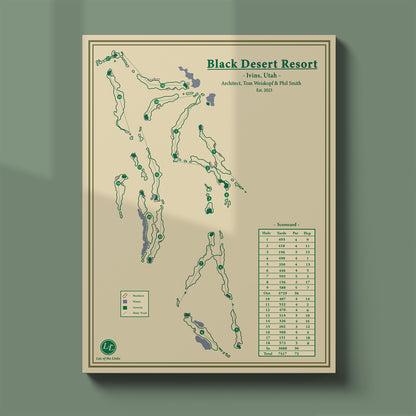 Map Print of Black Desert Golf Resort in Ivins, Utah